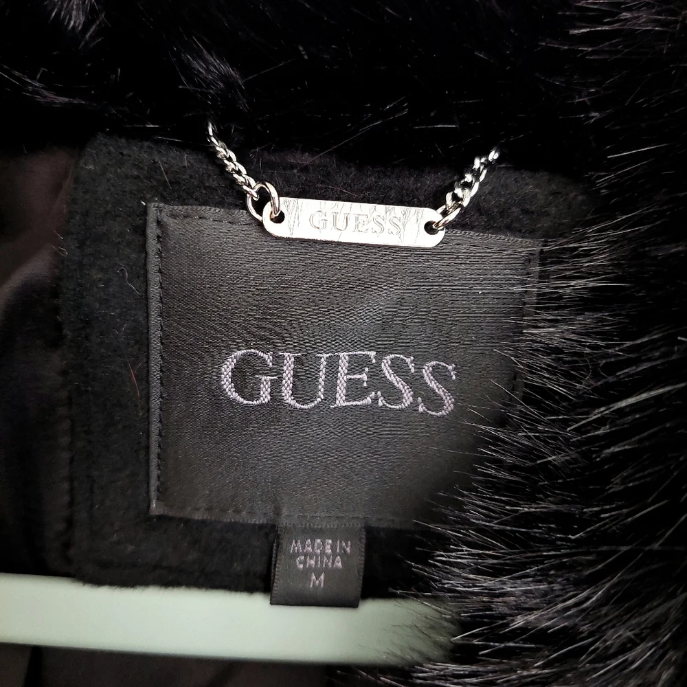 GUESS Lilia Faux-Fur Collar Coat NWOT - Picture 9 of 13